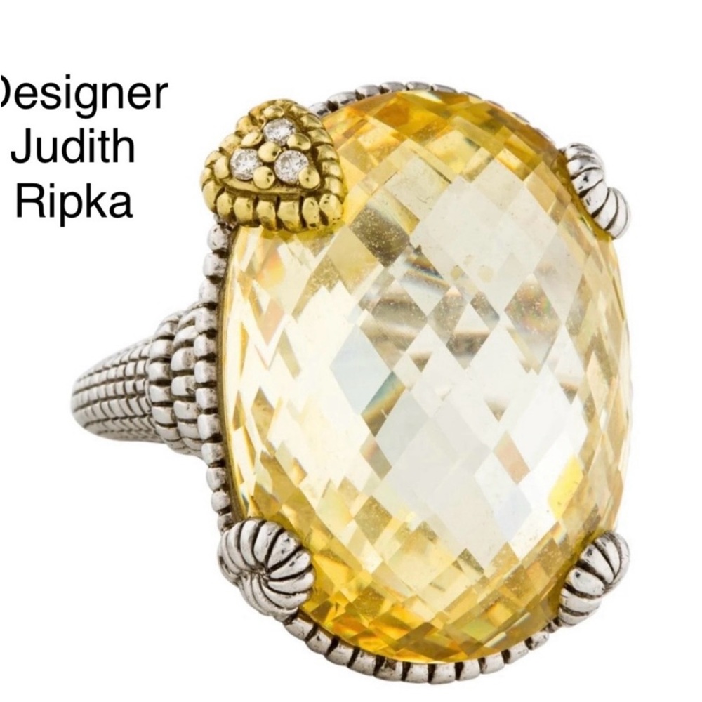 Designer - Judith Ripka Two-Tone Canary Crystal & Diamond Ring